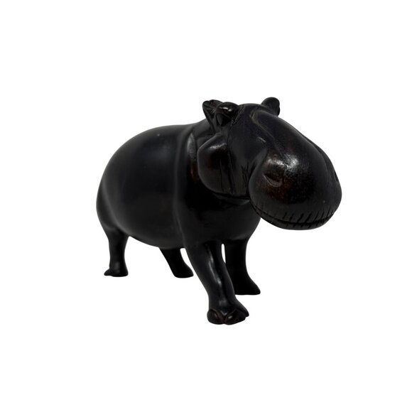Vintage Ironwood Hippo Figurine 8" Hand Carved Wooden House Hippo Hippopotamus - Picture 11 of 11